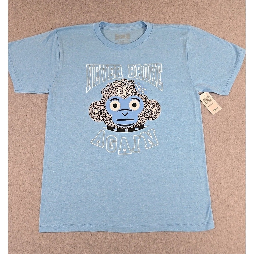 Never Broke Again Shirt Mens Size XLarge NBA Youngboy Hip Hop Blue Crew Neck NWT